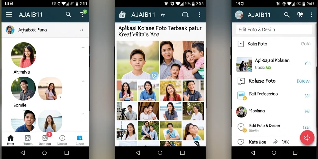 Tampilan antarmuka AJAIB11 dengan berbagai fitur kolase foto yang menarik.