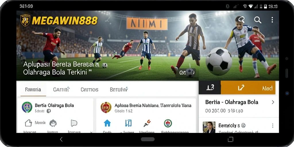 Antarmuka MEGAWIN888 menampilkan berita olahraga bola terbaru dan analisis mendalam.