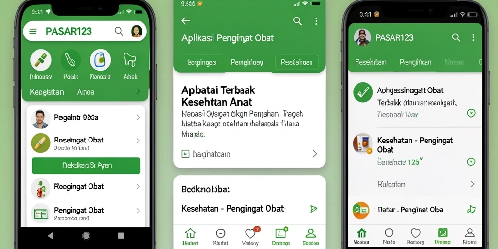 Antarmuka PASAR123 yang intuitif dan informatif untuk pengingat obat.
