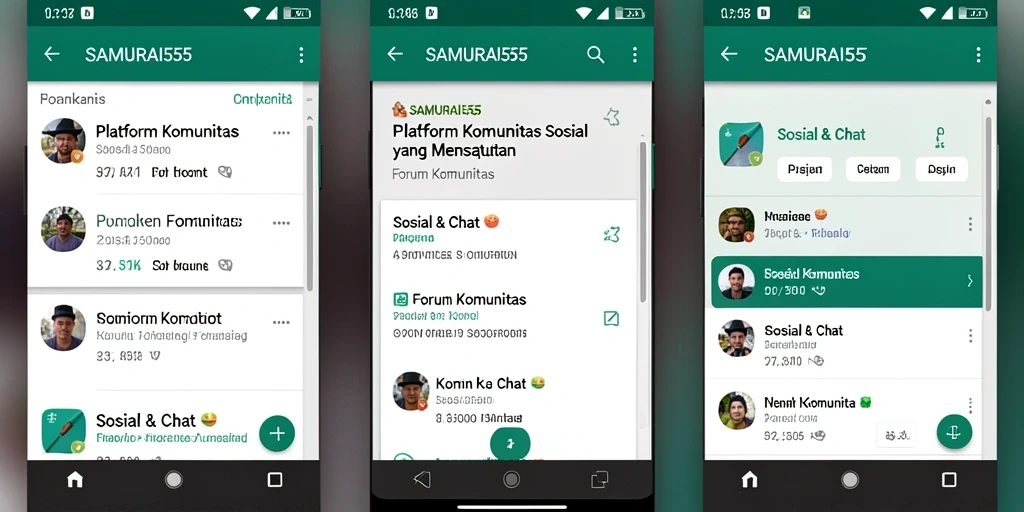 Tampilan antarmuka aplikasi Forum Komunitas SAMURAI555 yang menarik.