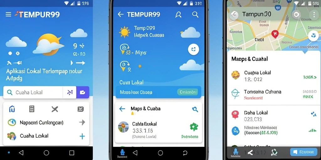 Tampilan antarmuka aplikasi TEMPUR99 dengan informasi cuaca terkini.