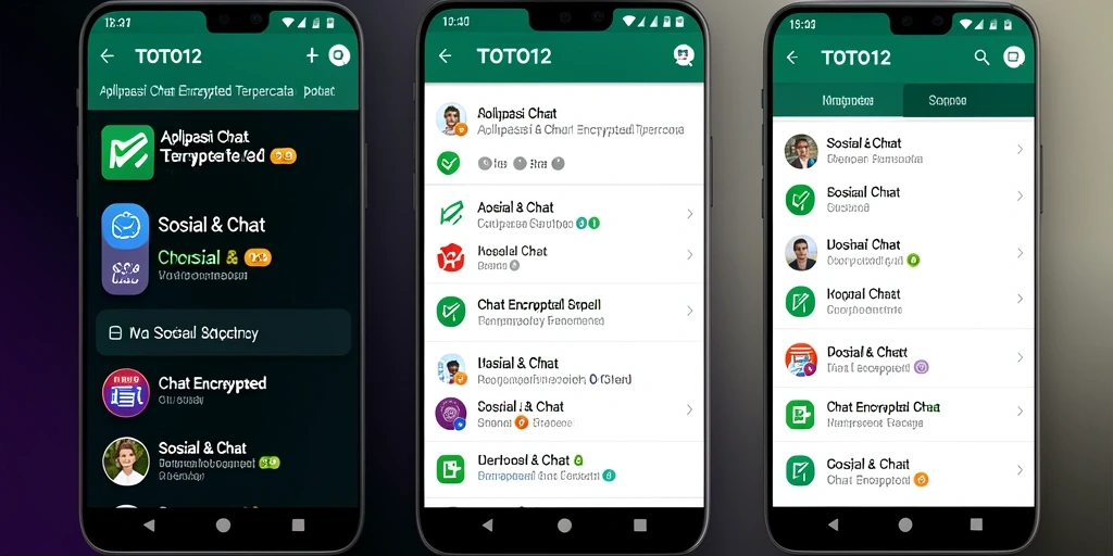 Antarmuka aplikasi TOTO12 menampilkan fitur Chat Encrypted yang aman.